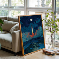 Rocket Launch Aesthetic Wall Print Poster – Sleek Space Exploration Print