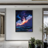 Rocket Launch Modern Wall Art – Colorful Galaxy Space Print