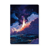 Rocket Launch Modern Wall Art – Colorful Galaxy Space Print