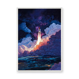 Rocket Launch Modern Wall Art – Colorful Galaxy Space Print