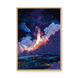 Rocket Launch Modern Wall Art – Colorful Galaxy Space Print