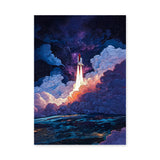 Rocket Launch Modern Wall Art – Colorful Galaxy Space Print