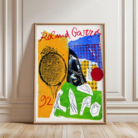 Roland Garros 1992 French Open Print by Jan Voss, Minimal French Art Lithograph, Contemporary Tennis Wall Poster