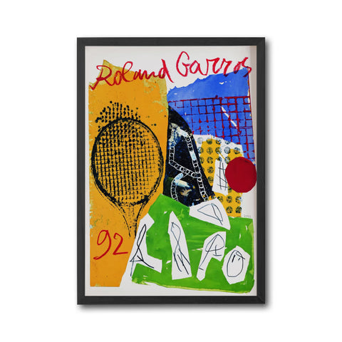 Roland Garros 1992 French Open Print by Jan Voss, Minimal French Art Lithograph, Contemporary Tennis Wall Poster
