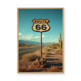 Route 66 Desert Vintage Wall Art – Weathered Highway Sign Print