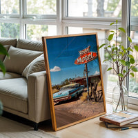 Route Motel Heritage Car Print – Retro Americana Wall Print