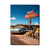 Route Motel Vintage Wall Art – Classic Car Desert Travel Print
