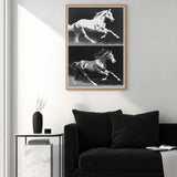 Running Horses Pop Art Wall Art – Black and White Halftone Duo