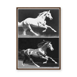 Running Horses Pop Art Wall Art – Black and White Halftone Duo