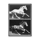 Running Horses Pop Art Wall Art – Black and White Halftone Duo