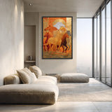 Running Horses Traditional Wall Art – Golden Sun Equestrian Scene