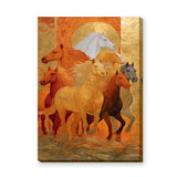 Running Horses Traditional Wall Art – Golden Sun Equestrian Scene