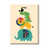 Safari Animals Kids Wall Art – Colorful Stacked Nursery Friends