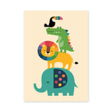 Safari Animals Kids Wall Art – Colorful Stacked Nursery Friends