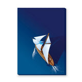 Sailboat Minimalist Coastal Wall Art – White Sails on Deep Blue Water