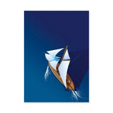 Sailboat Minimalist Coastal Wall Art – White Sails on Deep Blue Water