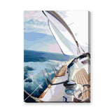 Sailboat Ocean Deck Coastal Wall Art – White Sails Over Blue Waves
