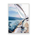 Sailboat Ocean Deck Coastal Wall Art – White Sails Over Blue Waves