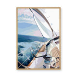 Sailboat Ocean Deck Coastal Wall Art – White Sails Over Blue Waves