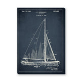 Sailboat Patent Blueprint Vintage Wall Art – Navy Fig. 1 Coastal Line Art