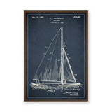 Sailboat Patent Blueprint Vintage Wall Art – Navy Fig. 1 Coastal Line Art