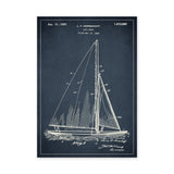 Sailboat Patent Blueprint Vintage Wall Art – Navy Fig. 1 Coastal Line Art