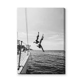 Sailboat Photography Coastal Wall Art – Black and White Ocean Jump