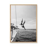 Sailboat Photography Coastal Wall Art – Black and White Ocean Jump