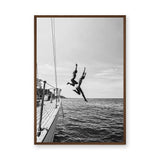 Sailboat Photography Coastal Wall Art – Black and White Ocean Jump