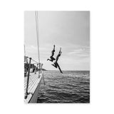 Sailboat Photography Coastal Wall Art – Black and White Ocean Jump