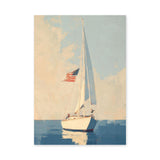 Sailboat Vintage Coastal Wall Art – American Flag Seascape Print