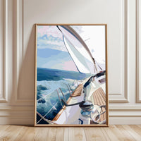 Sailing Boat on Ocean Aesthetic Print – Nautical Wall Print for Home Decor