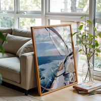 Sailing Boat on Ocean Aesthetic Print – Nautical Wall Print for Home Decor