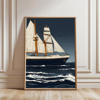 Sailing Ship Aesthetic Print, Nautical Wall Print, Ocean Voyage Print
