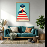 Sailor Bird Kids Wall Art – Whimsical Coastal Fish Illustration