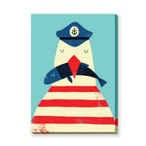 Sailor Bird Kids Wall Art – Whimsical Coastal Fish Illustration
