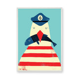 Sailor Bird Kids Wall Art – Whimsical Coastal Fish Illustration