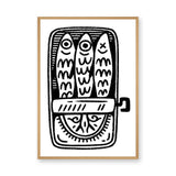 Sardine Tin Line Art Wall Art – Black-and-White Open Can Illustration