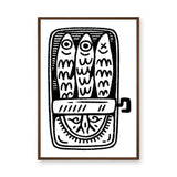 Sardine Tin Line Art Wall Art – Black-and-White Open Can Illustration