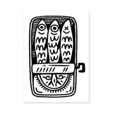 Sardine Tin Line Art Wall Art – Black-and-White Open Can Illustration
