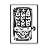 Sardine Tin Line Art Wall Art – Black-and-White Open Can Illustration