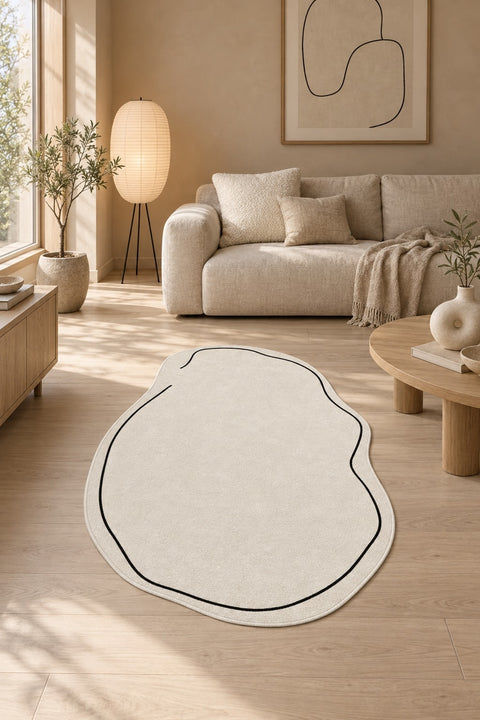 Scandinavian Modern Kitchen Rug in a living room