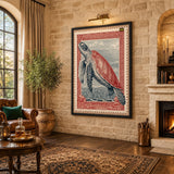 Sea Turtle Vintage Wall Art – Coastal Postage Stamp Print