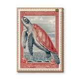 Sea Turtle Vintage Wall Art – Coastal Postage Stamp Print