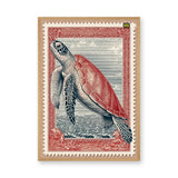 Sea Turtle Vintage Wall Art – Coastal Postage Stamp Print