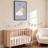 Shooting Star Cloud Kids Wall Art – Whimsical Pastel Sky Print