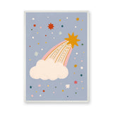 Shooting Star Cloud Kids Wall Art – Whimsical Pastel Sky Print