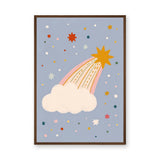Shooting Star Cloud Kids Wall Art – Whimsical Pastel Sky Print