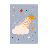 Shooting Star Cloud Kids Wall Art – Whimsical Pastel Sky Print