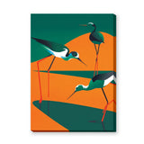 Shorebirds Modern Geometric Wall Art – Teal Orange Wading Bird Print